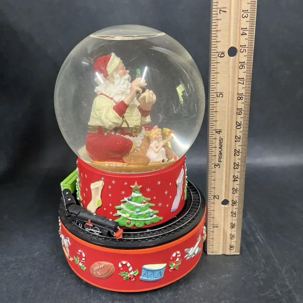 VTG Hallmark 2001 Coca-Cola Santa Christmas Musical Snow Globe Train Moves W/box